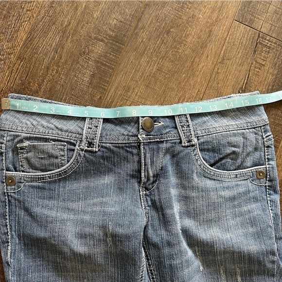 Sequin Hearts Size 7 Blue Jeans Straight Leg Cropped Womens Light Wash Mid Rise - Picture 11 of 14